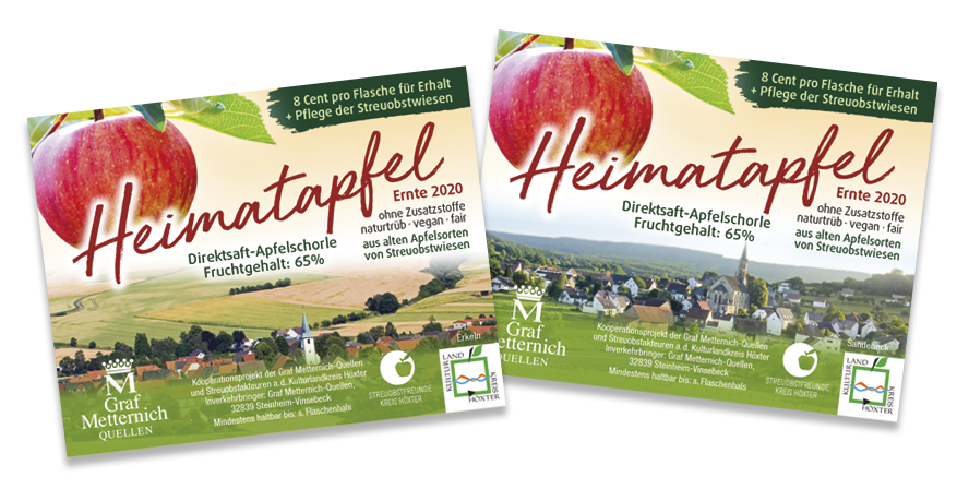 Heimatapfel Flaschen-Etiketten